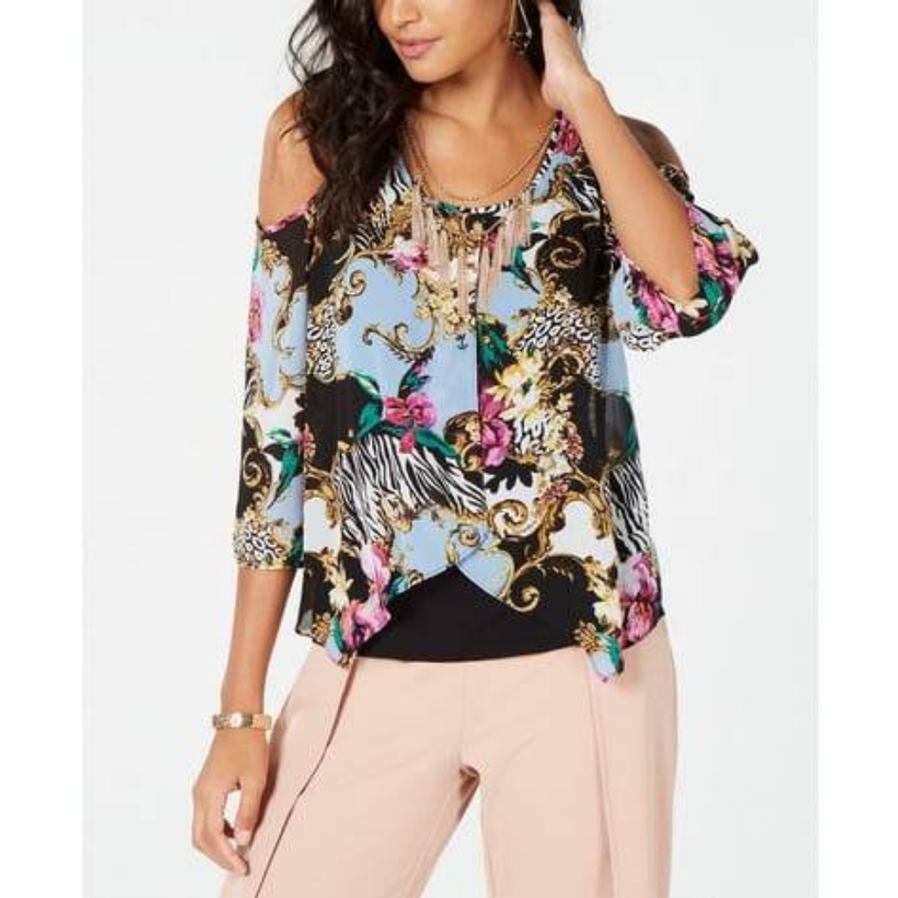Talia Sodi Tropical Cold Shoulder Top